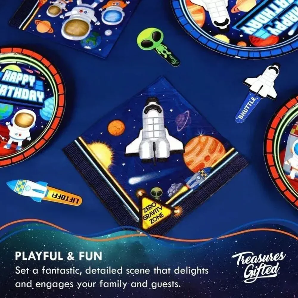 Outer Space Ship Galaxy Astronaut Birthday Party Decorations Tableware‎ Supplies